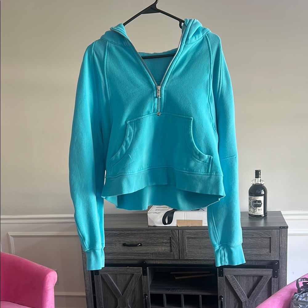 Lululemon Athletica Blue half Zip-Up scuba Hoodie Sweatshirt